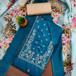 HERE&NOW Floral Embroidered Sequinned Unstitched Dress Material-picture-12