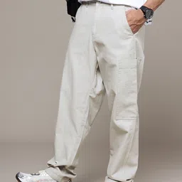 The Roadster Life Co. Men Relaxed Fit Pure Cotton Cargos Trousers-picture-33