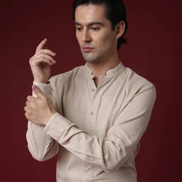 RARE RABBIT Men Beige Slim Fit Opaque Casual Shirt image 1