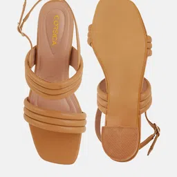 CORSICA Women Beige Square Toe With Back Strap Synthetic Leather Heels image 5