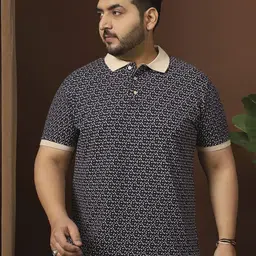 bigbanana Plus Size Geometric Printed Polo Collar Anti Odour Pure Cotton T-Shirt-picture-23