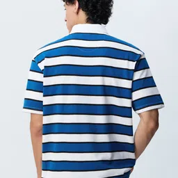 The Souled Store Men Striped Polo Collar Relaxed Fit T-shirt image 4