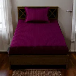 WELLNEST Unisex Maroon Bedsheets image 1