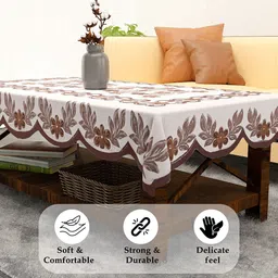 Kuber Industries Cream-Coloured Ethnic Motifs Anti-Slip Cotton 4-Seater Table Cover image 3
