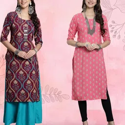 Ethnic basket Women Pack Of 2 Multicoloured Crepe Kurtas-picture-36