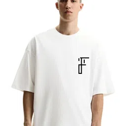 Fashnobic Typography Printed Drop-Shoulder Sleeves Round Neck Cotton Oversized T-shirt image 3