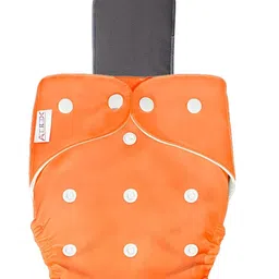 AEREX Reusable Baby 1 Cloth Diapers For 6 Months to 3 Years With 1 Black Insert Pad Leak Proof Washable Diapers For New Born Babies Adjustable Pocket Cloth Diaper Nappies (Orange) image 1