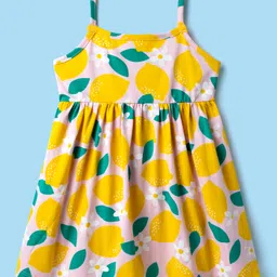 Babyhug Single Jersey Knit Sleeveless Frock with Lemon Print - Yellow-picture-16