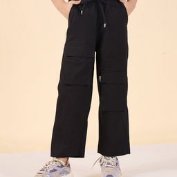 StyloBug Cotton Woven Solid Cargo Pants - Black-picture-49