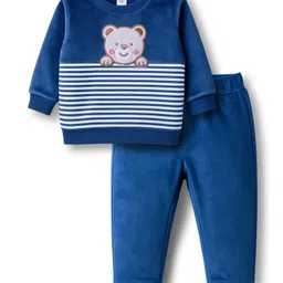 ToffyHouse Knit Winter Wear Night Suit With Animal Embriodery - Blue-picture-12
