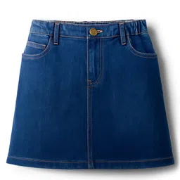 Pine Kids Denim Woven Solid Colour Skirt - Navy Blue-picture-28