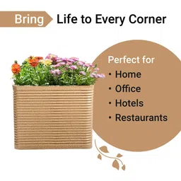Kuber Industries 2Pcs Brown Textured Roto Mould Flower Planters image 2