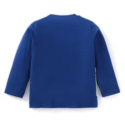 Babyhug Terry Knit Full Sleeves T-Shirt & Lounge Pants Set With Dino Applique - Blue & Green image 3