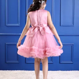 Mark & Mia Woven Sleeveless Party Dress With Bow Applique & Embroidery Detailing - Pink image 3