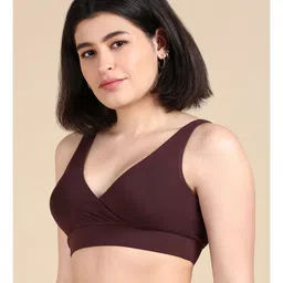 &Circus Modal Solid Maternity Bra With Nursing Access - Brown image 4