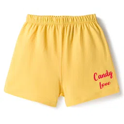 Babyhug 100% Cotton Knit Sleeveless Sando & Shorts Set with Rainbow Print - Yellow & Pink image 4