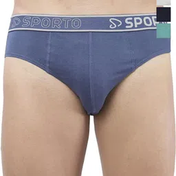 Sporto by Macho Men Pack Of 4 Cotton Mid Rise Basic Briefs Sporto_M1010-Dnm1-G1-N1-Prt1-S-picture-20