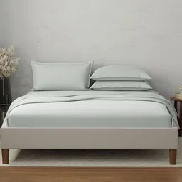 Boutique Living India Emblem Grey Pure Cotton 300 TC King Bedsheet Set - 2.74 m x 2.74 m-picture-24