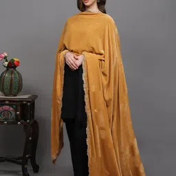 Exotic India Floral Embroidered Velvet Dupatta with Bead Work From Amritsar image 5