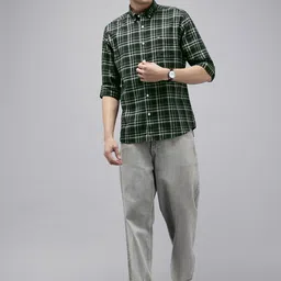 Arrow Manhattan Slim Fit Checked Button-Down Collar Pure Cotton Casual Shirt image 3