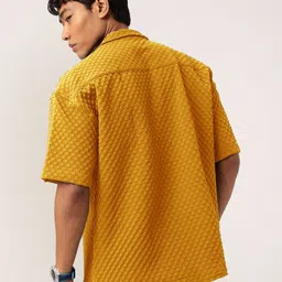 SZN Men Standard Relaxed Fit Cuban Collar Textured Casual Shirt image 4