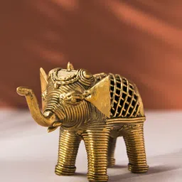 Fabindia Yatan Gold-Toned & Black Elephant Brass Figurine Showpiece-image-59