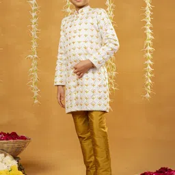Jilmil Boys Floral Embroidered Regular Thread Work Kurta with Pyjamas image 5