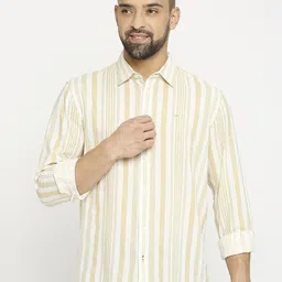Basics Men Slim Fit Opaque Striped Casual Shirt-image-15