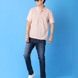 V-Mart Men Abstract Printed Polo Collar Cotton T-shirt image 4