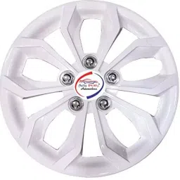 Auto Pearl White16 R13 33.02 cm (13 Inch) Press Type Wheel Hubcap with Retention Ring Glossy White Wheel Cover for ford Ikon (Set of 4)-picture-40