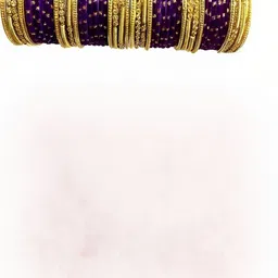 Qufrozy Purple Glass Artificial Stones & Beads Bangle image 1