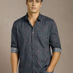 Louis Philippe Jeans Men Floral Printed Spread Collar Pure Cotton Casual Shirt-picture-35