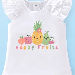 Babyhug Cotton Knit Frill Sleeves Fruity Printed T-Shirt - Off White-picture-14