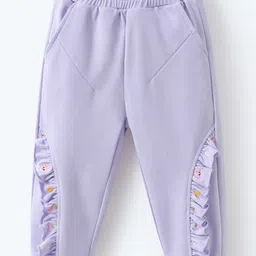 Mark & Mia Full Length Cotton Trouser With Frill Detailing - Purple-picture-17