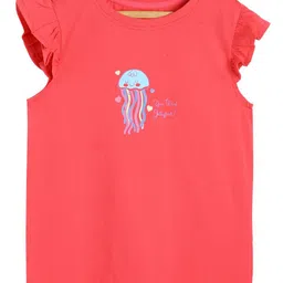 MINI KLUB Cotton Frill Sleeves Jellyfish Printed Top - Pink-picture-13