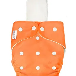 AEREX Reusable Baby 1 Cloth Diapers For 6 Months to 3 Years With 1 White Insert Pad Leak Proof Washable Diapers For New Born Babies Adjustable Pocket Cloth Diaper Nappies (Orange)-picture-23