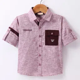 Rikidoos Cotton Full Sleeves Brand Name Embroidered Shirt - Pink-picture-10