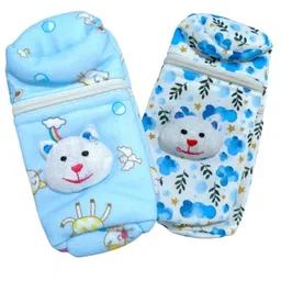Chinmay Kids Soft Baby Feeding Bottle Cover | Zip Closure | Nursery Print (Pack of 2) - 240 ml image 1