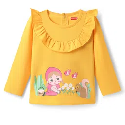Babyhug 100% Cotton Knit Full Sleeves T-Shirt with Animal & Bird Print - Yellow-picture-27