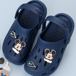 Yellow Bee Disney Solid Perforated Clogs With Mickey Mouse Charms - Navy Blue-picture-31