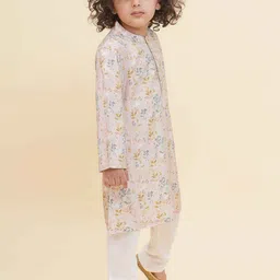 Sethukrishna Boys Floral Printed Mandarin Collar Kurta With Pyjamas image 4