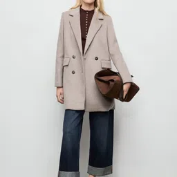 MANGO Notched Lapel Collar Double-Breasted Regular Fit Longline Pea Coat-picture-39