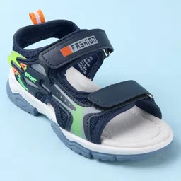 Cute Walk by Babyhug Sandals With Text Design & Velcro Closure - Navy Blue image 3