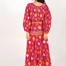 NAAV Cotton Printed Round Neck Long Sleeves Top With Skirt image 4