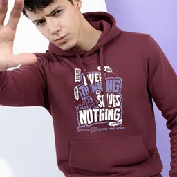 SLOWLORIS Men Printed Hooded Sweatshirt image 3