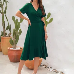 The Roadster Lifestyle Co. Tie-Up Detail V-Neck Wrap Dress-picture-14