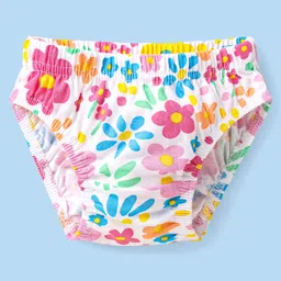 Babyhug Single Jersey Knit Antibacterial Panties With Polka Dots & Floral Print Pack Of 3 - Pink Orange & White image 4