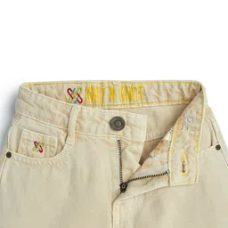 Knit N Knot Denim Solid Wide Leg Jeans - Beige image 5