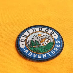 Babyhug Cotton Knit Full Sleeves Hooded Sweatjacket With Patch Detailing & Kangaroo Pockets - Yellow image 4