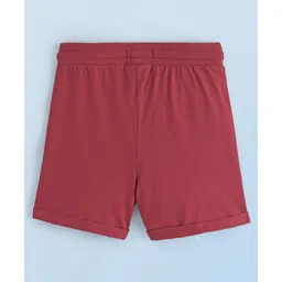 Honeyhap Premium  100% Cotton Knit Solid Colour Shorts  With Bio Finish Pack of 2 -  Savvy Red & Ecru Melange image 5